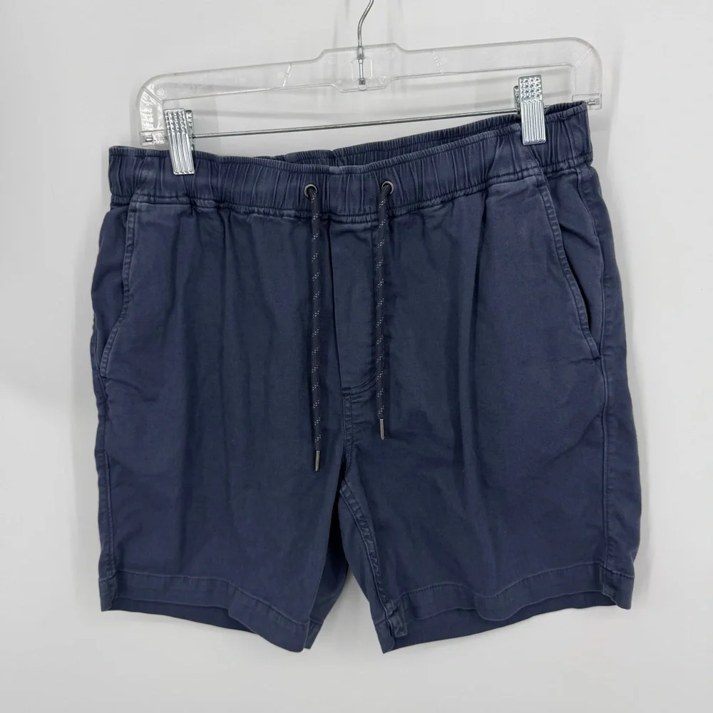Faherty Essential Drawstring Short- Navy blue Elastic-Waist Cotton sz S